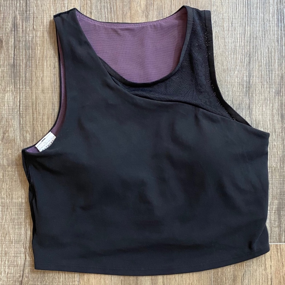 Athleta Conscious Lace Crop A-C Black High Neck Yoga Tank Top 984003 Small